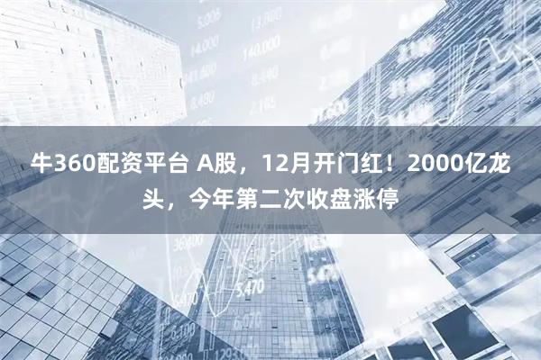 牛360配资平台 A股,12月开门红!2000亿龙头,今年第二次收盘涨停